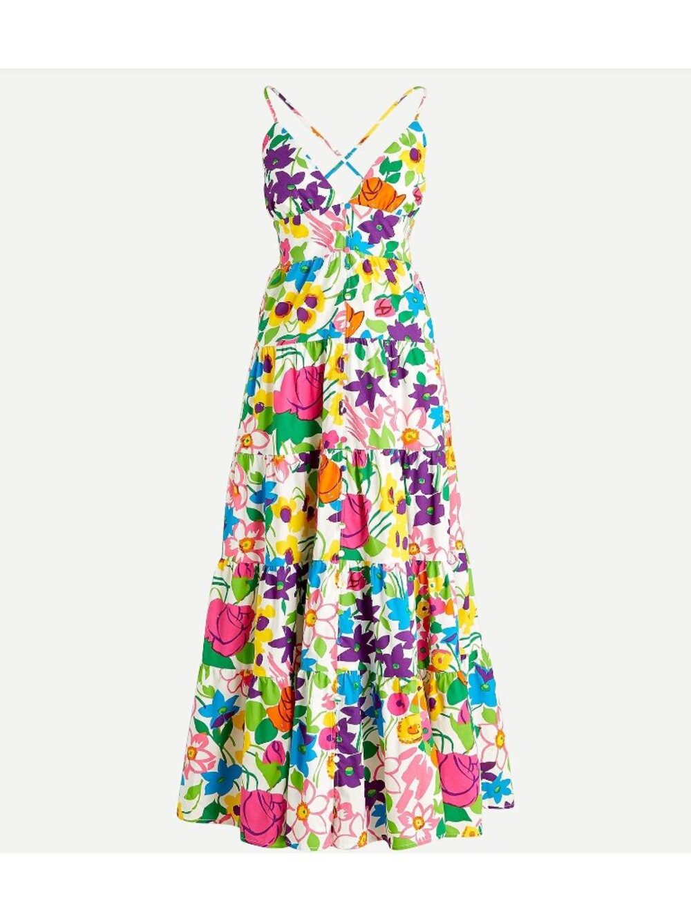 J. Crew Cotton-poplin button-up Dress Vibrant Garden Maxi Multicolor Medium